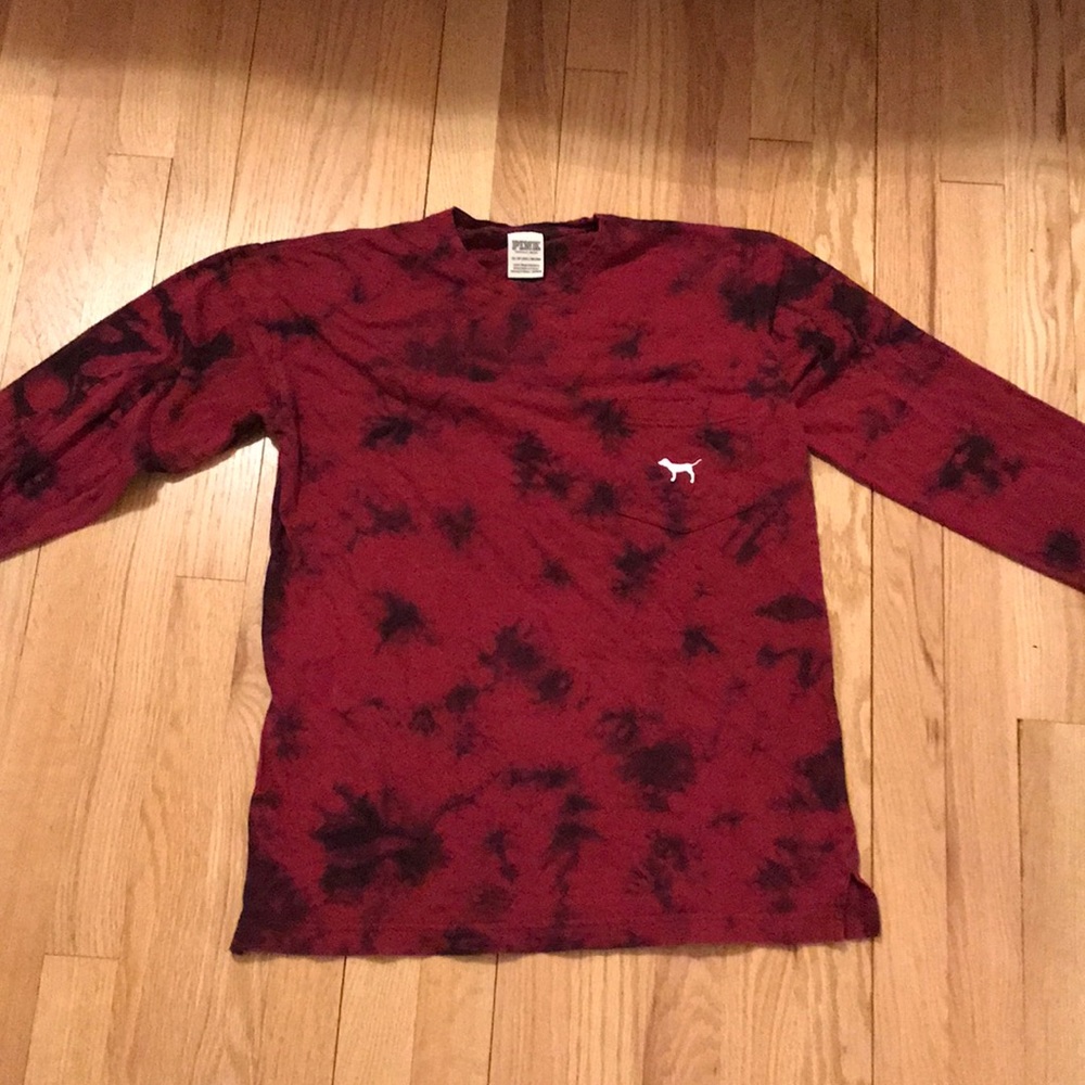 PINK Victoria’s Secret  maroon tie-dye long sleeve